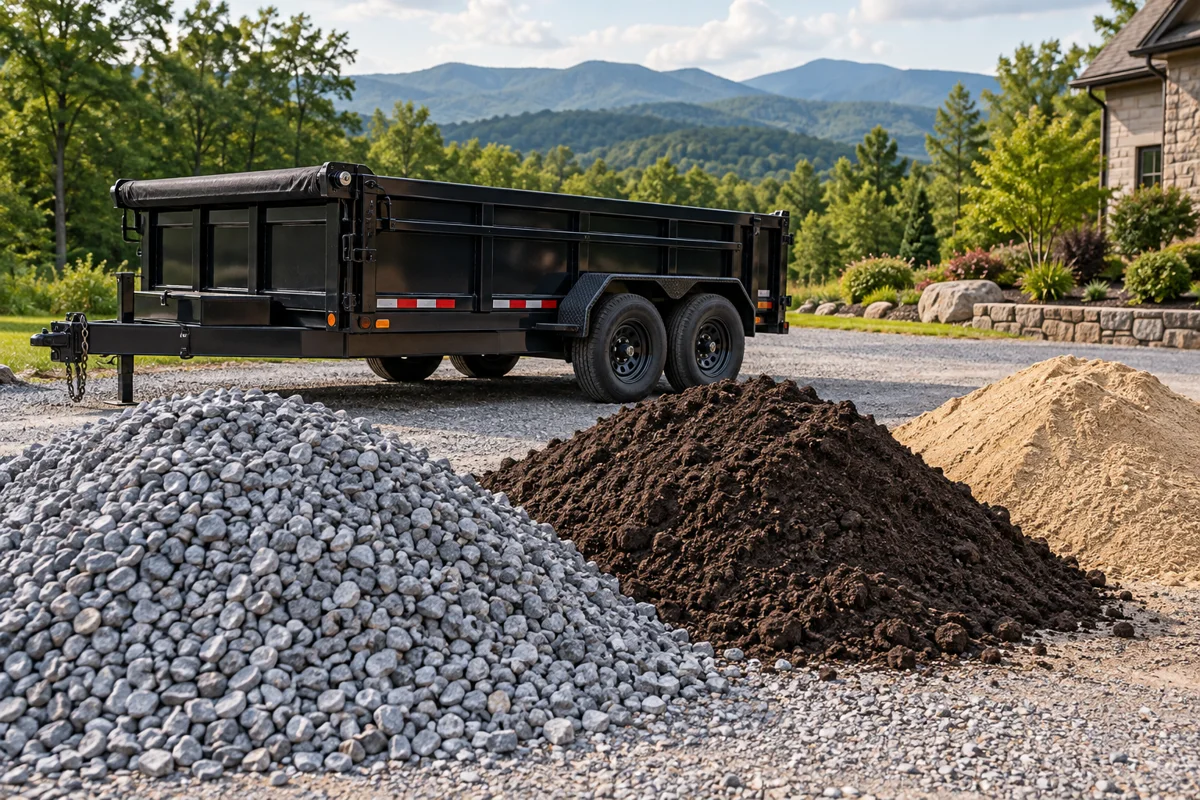 Illustration of aggregate & materials hauling service