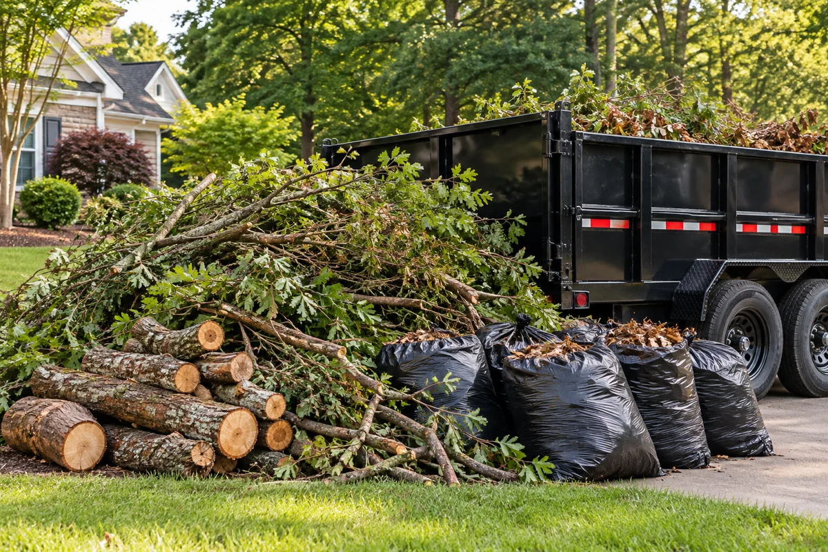 Illustration of brush & yard waste hauling service